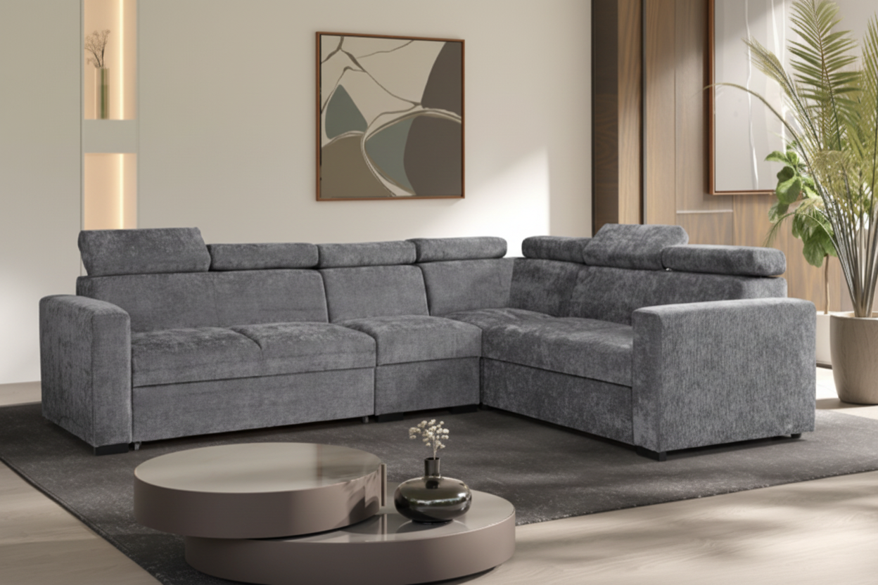EWA canapé d'angle coloris Gris VIBE 95 – salon moderne